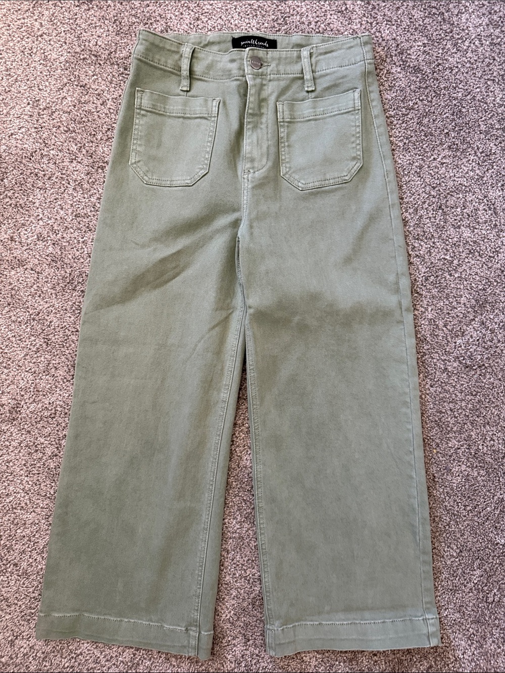 High-Rise Wide-Leg Jeans in Olive by Risen for Social threads